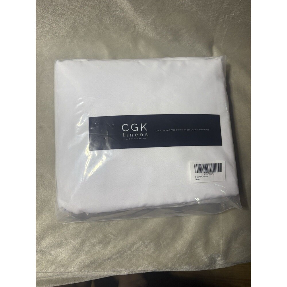 CGK Linens 4-piece bed sheet set Full White Ultra Soft Oeko Tex